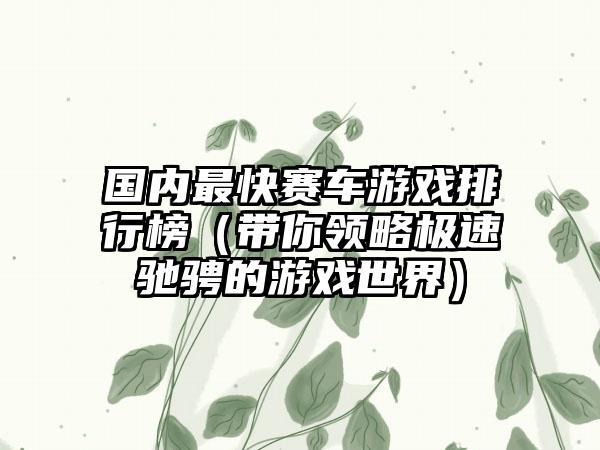 国内最快赛车游戏排行榜（带你领略极速驰骋的游戏世界）