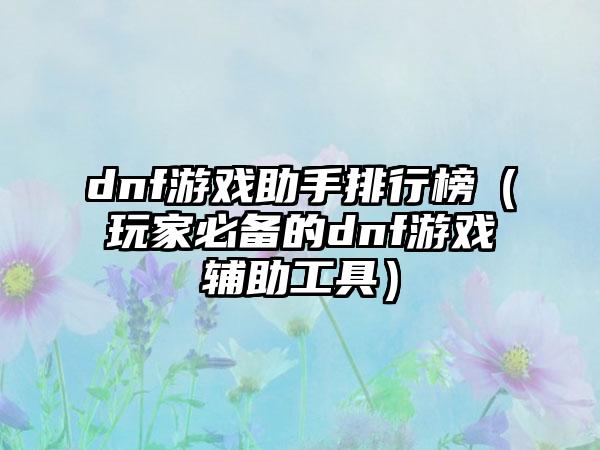 dnf游戏助手排行榜（玩家必备的dnf游戏辅助工具）
