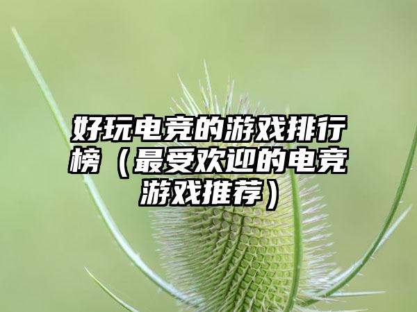好玩电竞的游戏排行榜（最受欢迎的电竞游戏推荐）