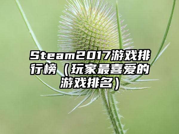Steam2017游戏排行榜（玩家最喜爱的游戏排名）