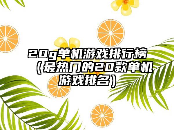 20g单机游戏排行榜（最热门的20款单机游戏排名）