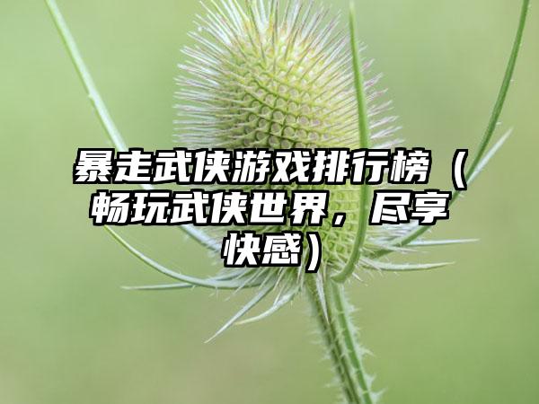 暴走武侠游戏排行榜（畅玩武侠世界，尽享快感）