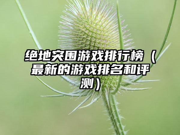 绝地突围游戏排行榜（最新的游戏排名和评测）
