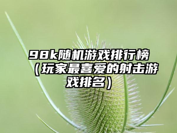 98k随机游戏排行榜（玩家最喜爱的射击游戏排名）
