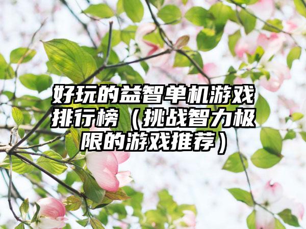 好玩的益智单机游戏排行榜（挑战智力极限的游戏推荐）