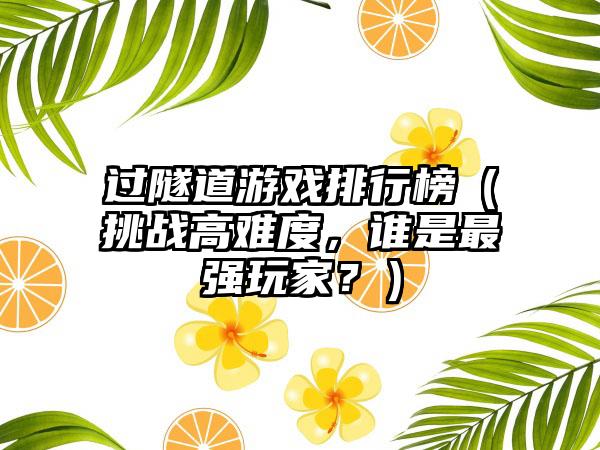 过隧道游戏排行榜（挑战高难度，谁是最强玩家？）