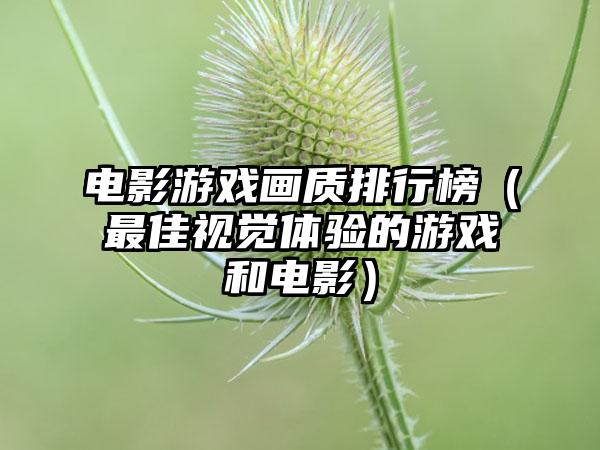 电影游戏画质排行榜（最佳视觉体验的游戏和电影）