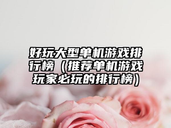 好玩大型单机游戏排行榜（推荐单机游戏玩家必玩的排行榜）