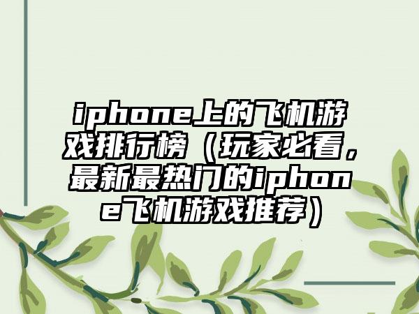 iphone上的飞机游戏排行榜（玩家必看，最新最热门的iphone飞机游戏推荐）